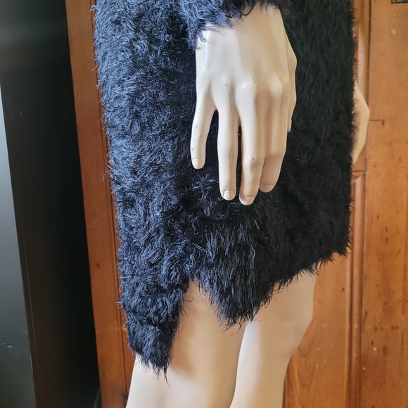 Fuzzy Black Sweater Dress Long Sleeves Nylon Blend size small - Picture 5 of 13